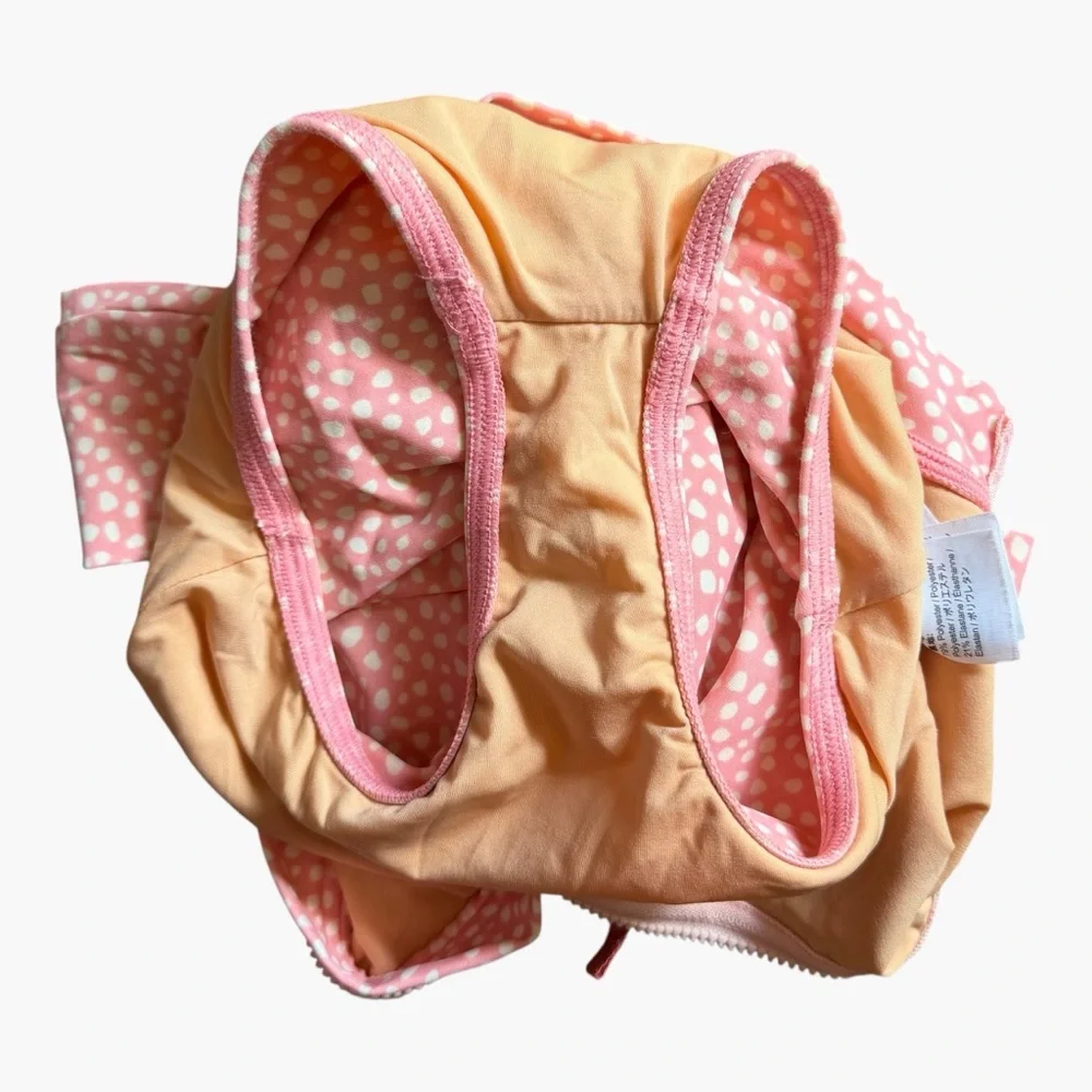 Crewcuts Girls Rash Guard One Piece Swimsuit Pink Polka Dot 3 UPF 50+